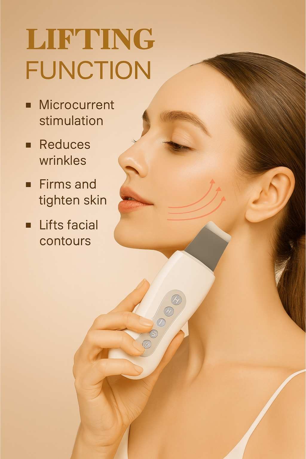 Avyrae™ Ultrasonic Scrubber alongside its charging dock and cable, minimalistic layout