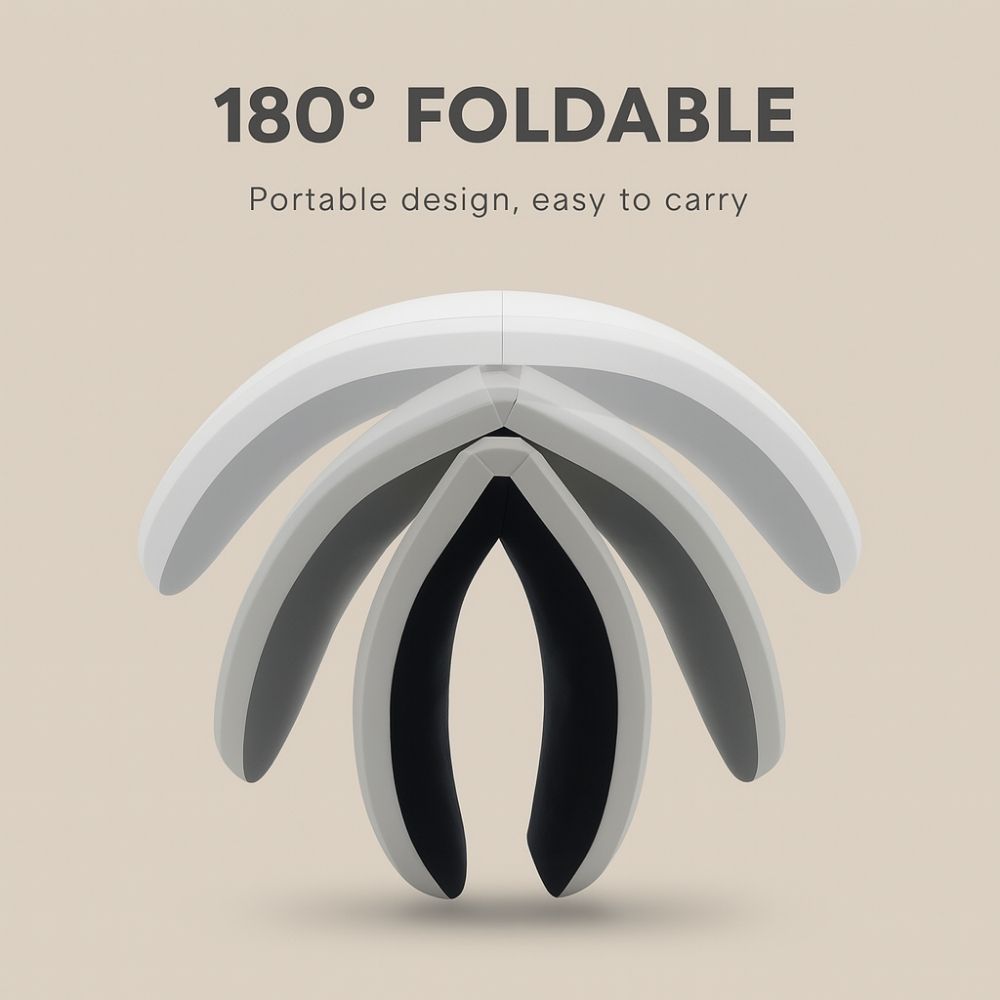 180-degree foldable design of the Avyrae™ CloudRelax Eye Massager, ideal for compact storage and travel.