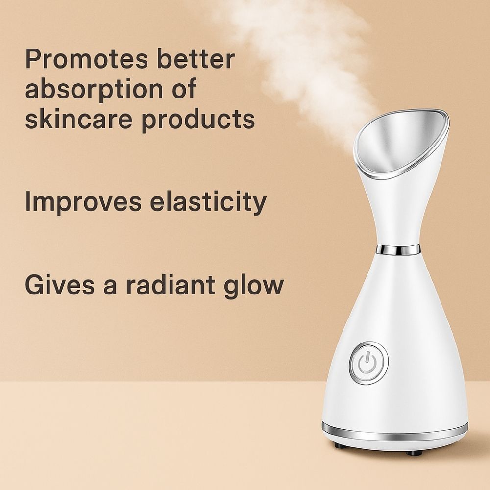 Clean and modern view of facial steamer on neutral background
