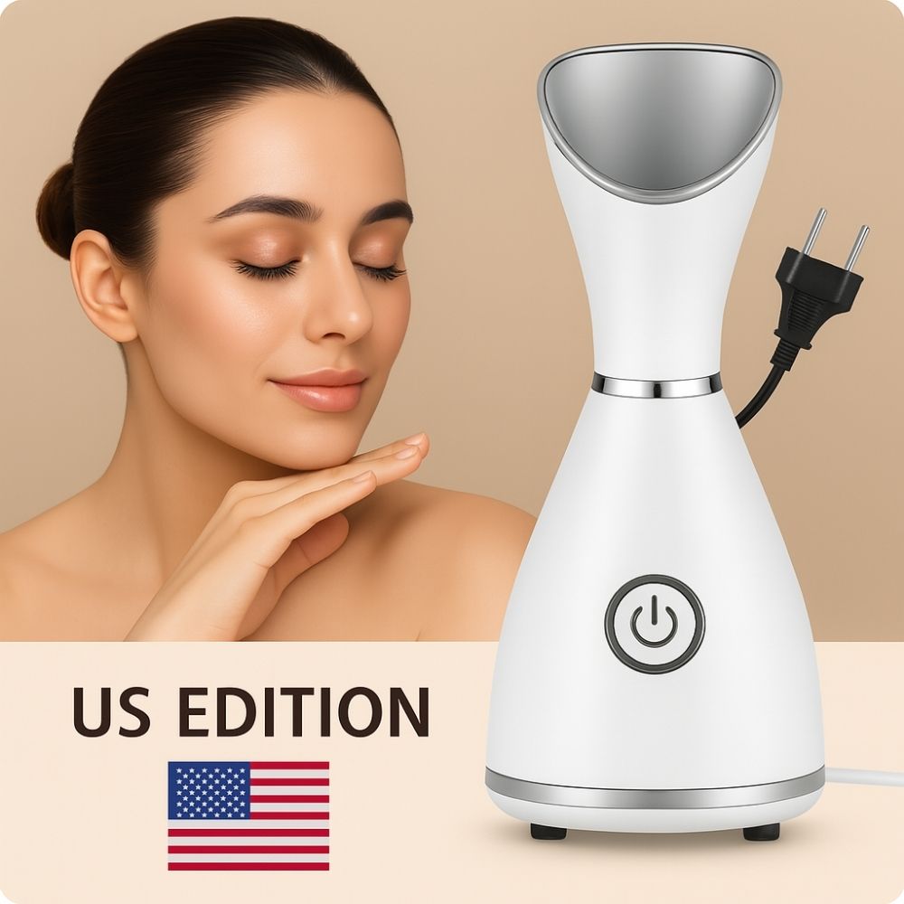 Facial steamer with US plug and American flag, labeled "US Edition"
