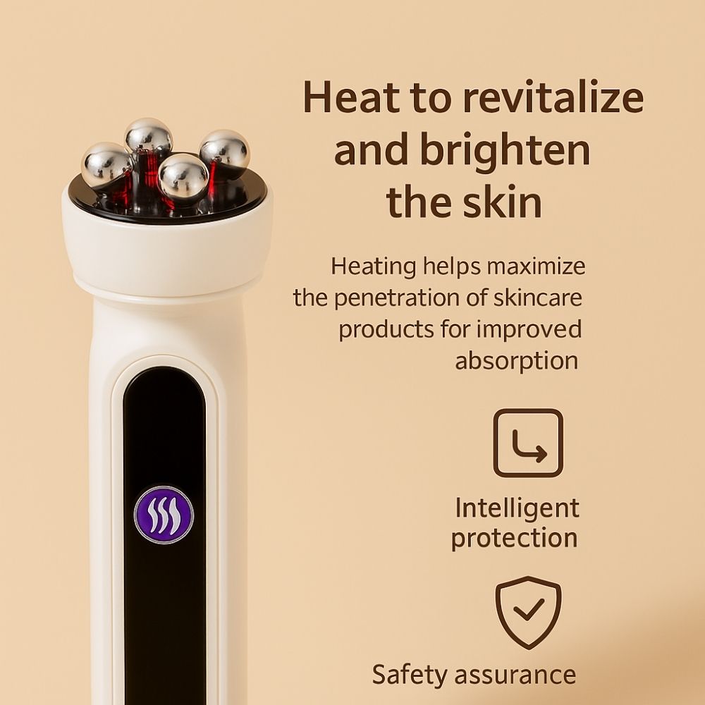 Close-up of the heated Avyrae™ SculptLift rollers with red light therapy function